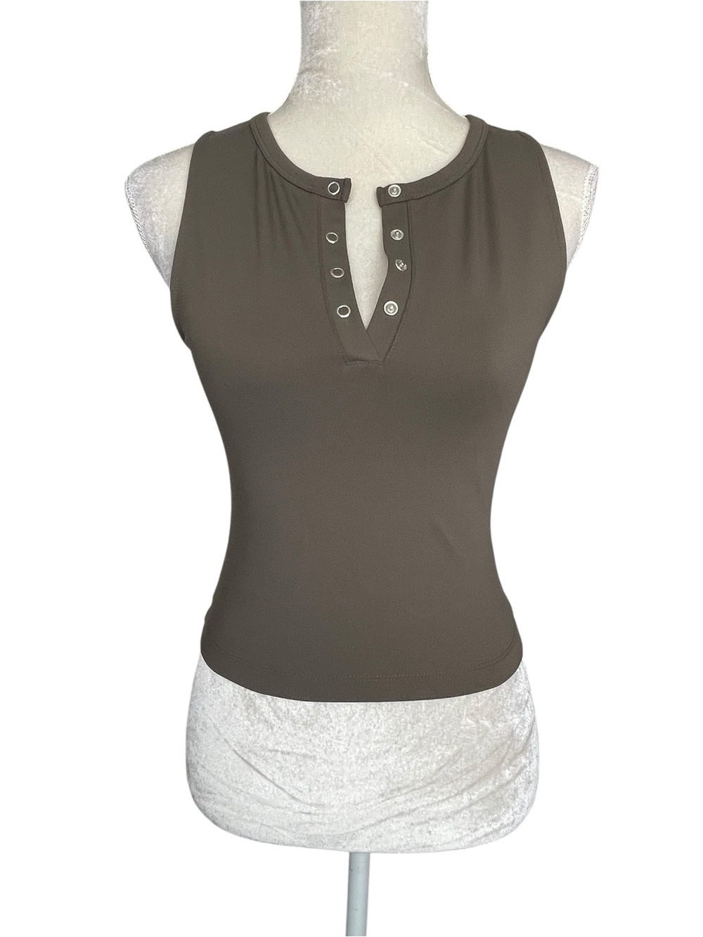 Express Green Fitted Stretchy Grommet Sleeveless Tank Top Women’s Size S